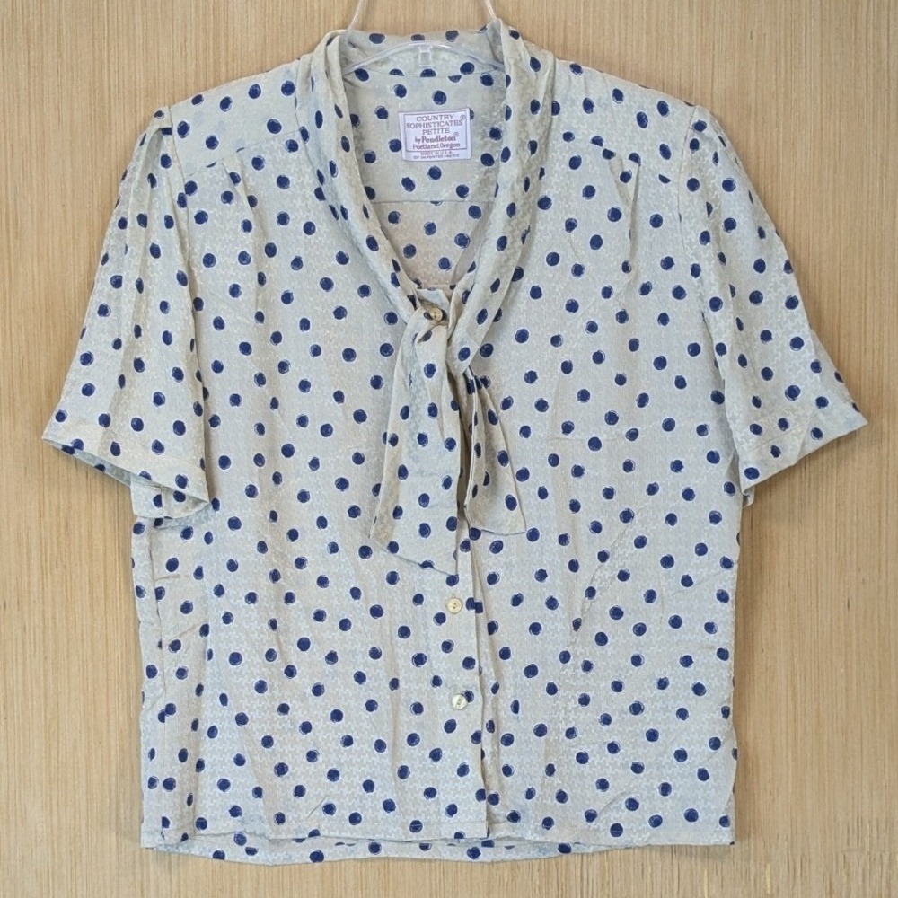 Vintage Pendleton Country Sophisticates  Retro Old Money Polka Dot Top Petite 12